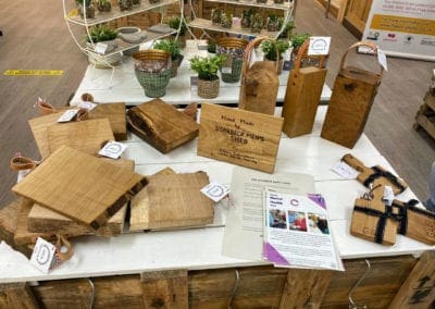 wooden cutting boards on a table